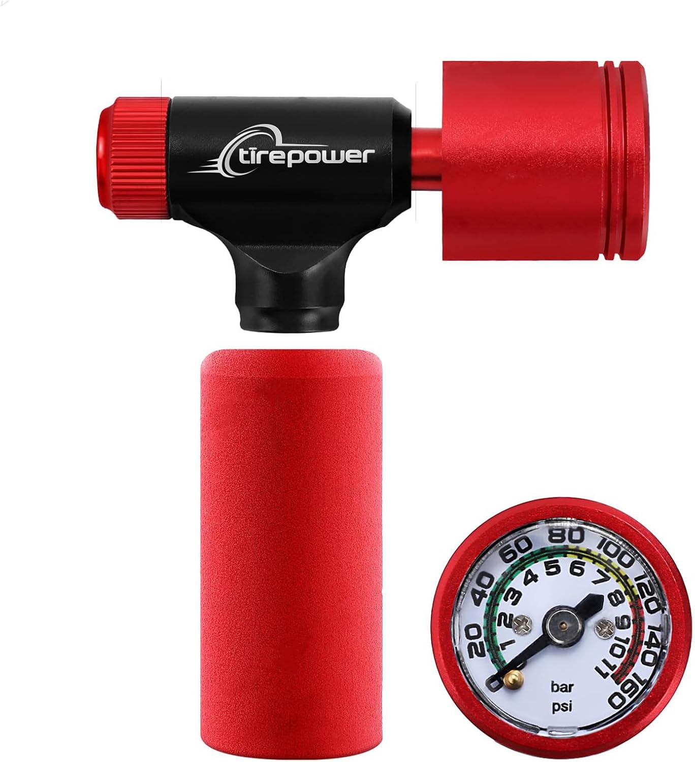 CO2 Bike Tire Inflator - Push-Button Presta & Schrader Compatible CO2 Bike Pump or 12X 16g Threaded CO2 Cartridges for Road Bikes, MTB, Hybrid Bikes