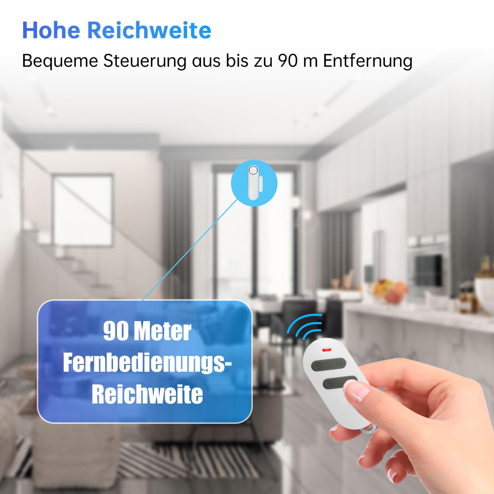 TOWODE Alarmanlage Haus & Wohnung - 3er Set Tür- und Fensteralarm mit Fernbedienung, 120dB Lauter Einbruchschutz, Kabelloser Türsensor & Fenstersensor, Kindersicherung, 3 Modi & SOS-Funktion