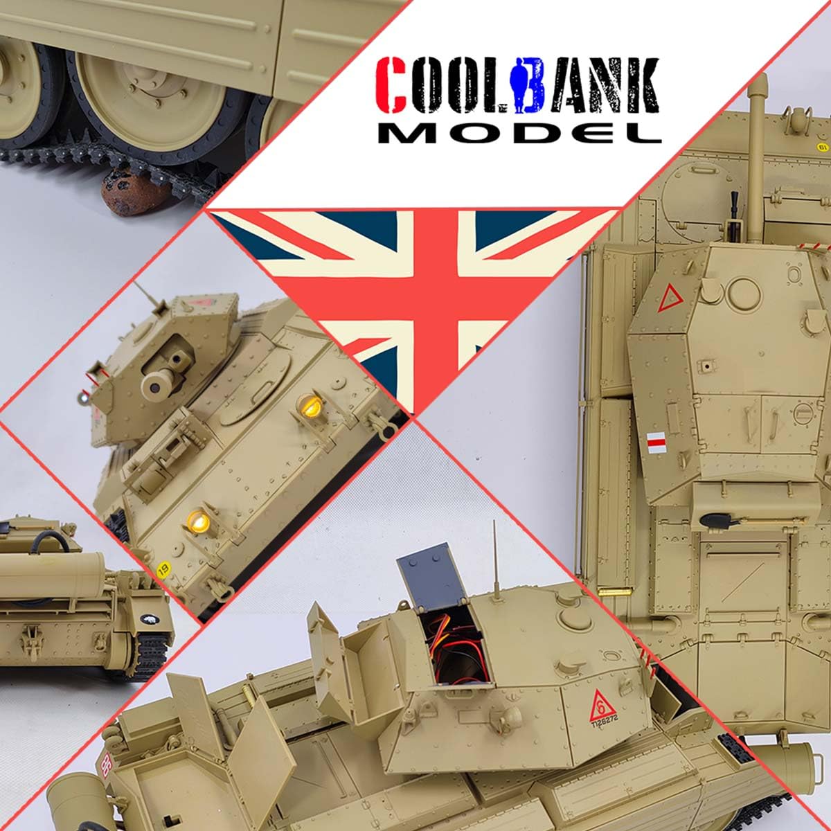 Czołgi RC dla dorosłych, skala 1/16 2,4 g, 15-kanałowy brytyjski krzyżowiec w pełni proporcjonalny pilot wojskowy czołg z dźwiękiem i światłami, tryby podwójnej prędkości i symulacja