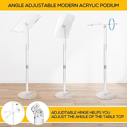 Miniatura 3 de Menkxi Juego de 2 atriles de acrílico para podio, altura y ángulo, ajustable, grande, de 24 x 16 pulgadas, moderno, portátil, acrílico,