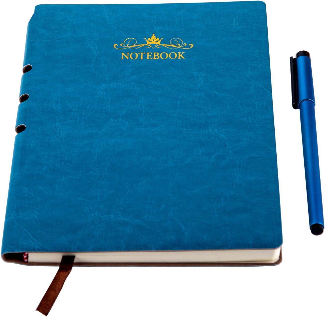 Classic Notebook with Pen - Soft Leather Hardcover 100gsm Pages Dividers Notebook A5 (8.3x5.1 in) 200 Pages - Perfect for Journals to Write in Blue by DIGGOLD