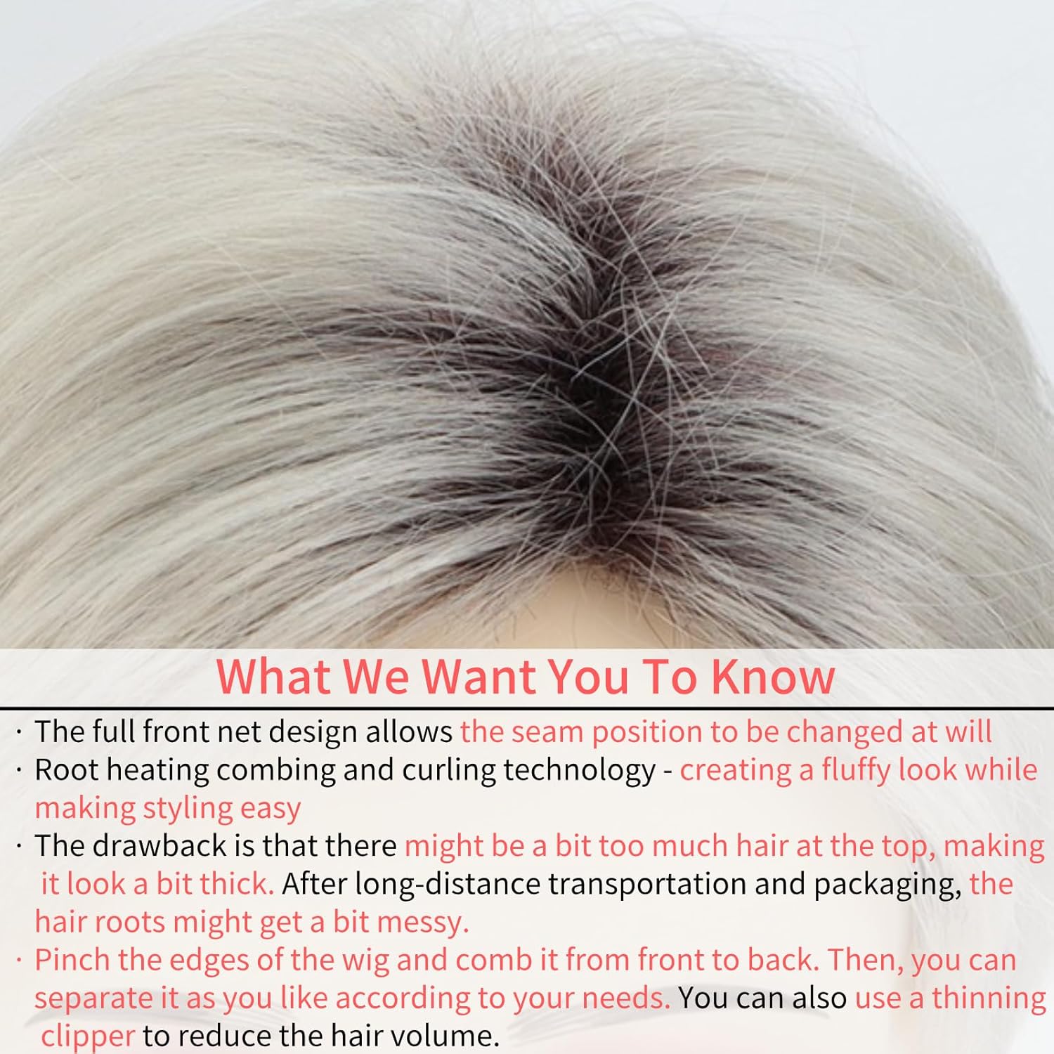 RENERSHOW Short Ombre Platinum Blonde Pixie Cut Wigs for White Women Layered Heat Synthetic Wig Natural Looking Lightweight Average Size Wig