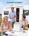 EUHOMY Machine à glace de comptoir avec poignée, 26lbs Par jour, 9 Cubes de glace prêts en 6 Mins, Machine à glaçons portable auto-nettoyage avec panier et scoop, pour la maison/cuisine/camping/RV (blanc)
