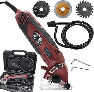 Multifunctional Circular Saw Set, 400 W Powerful Circular Saw Machines, Professional Compact Circular Saw with 3 Carbide Blades for Cutting Drywall, Tiles, Metal, Plastic Tubes