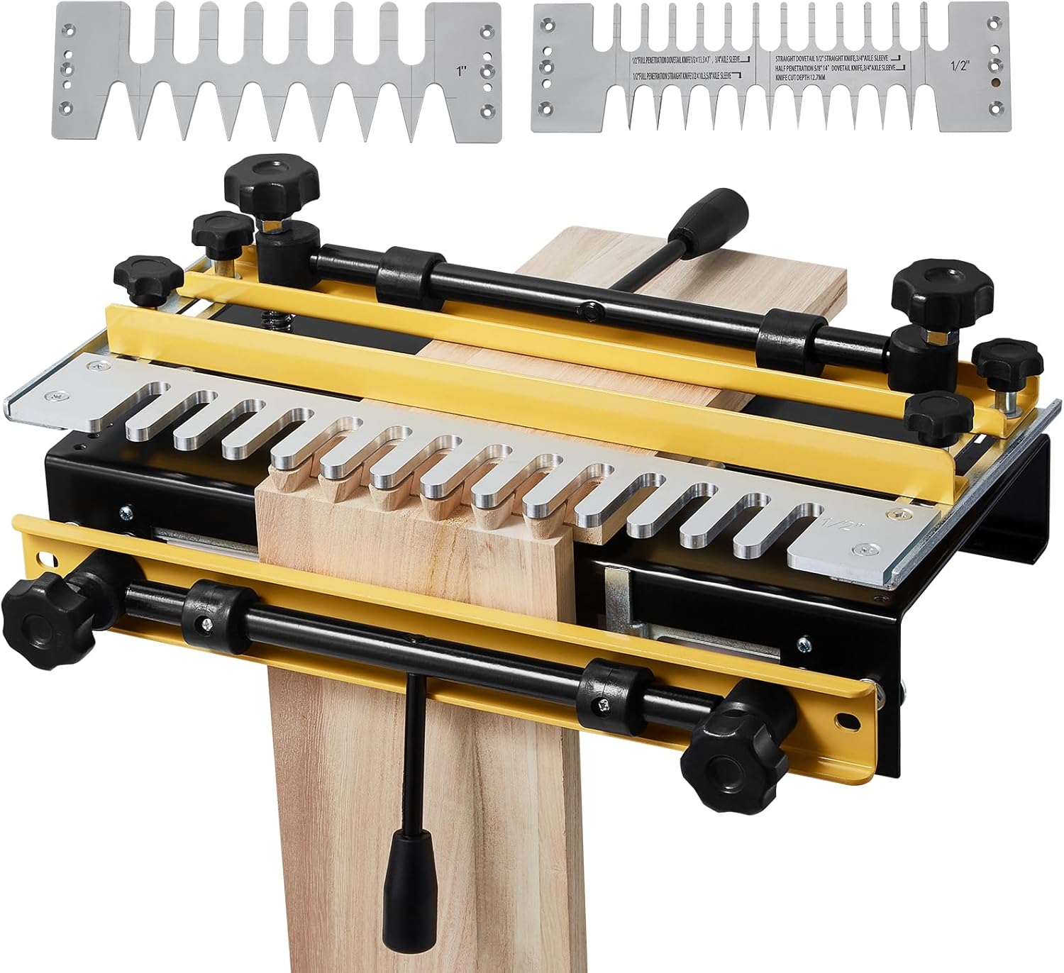 VEVOR Dovetail Jig, 12 in Width, Dove Tailing Router Jigs with 4 Router Bits & 3 Templates, Precise Alignment Dove Tail Jig, Mortise and Tenon Woodworking Tools for Furniture & Wood Cabinet Making