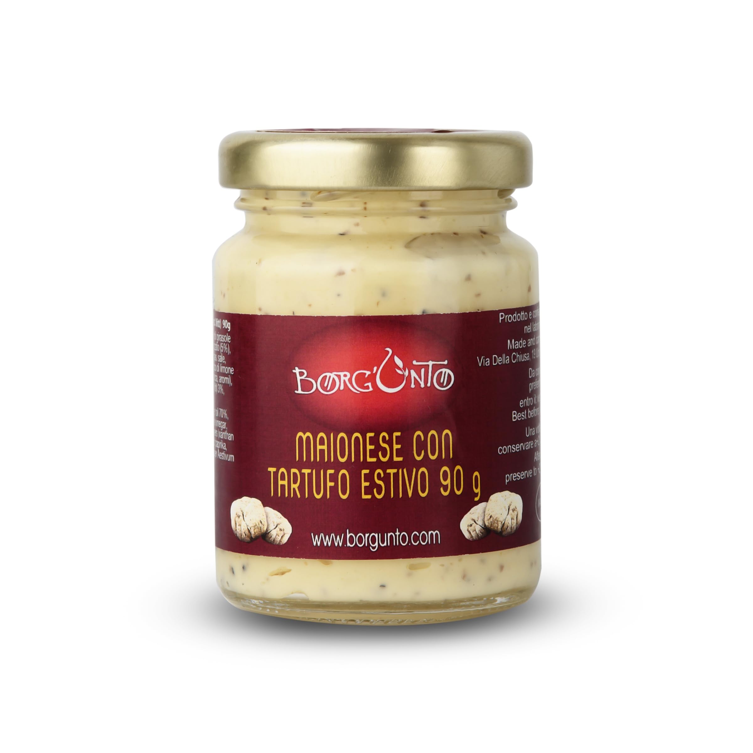 Borgunto® SOMMERTRÜFFEL-MAYONNAISE 36x90g – 3% Tuber Aestivum Vitt • Glutenfrei, ohne Konservierungsstoffe und Farbstoffe