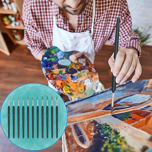 Miniatura 6 de UPINS Juego de pinceles de pintura de 11 piezas de detalles finos en miniatura, juego de pinceles de pintura acrílica para micro artistas, juego de