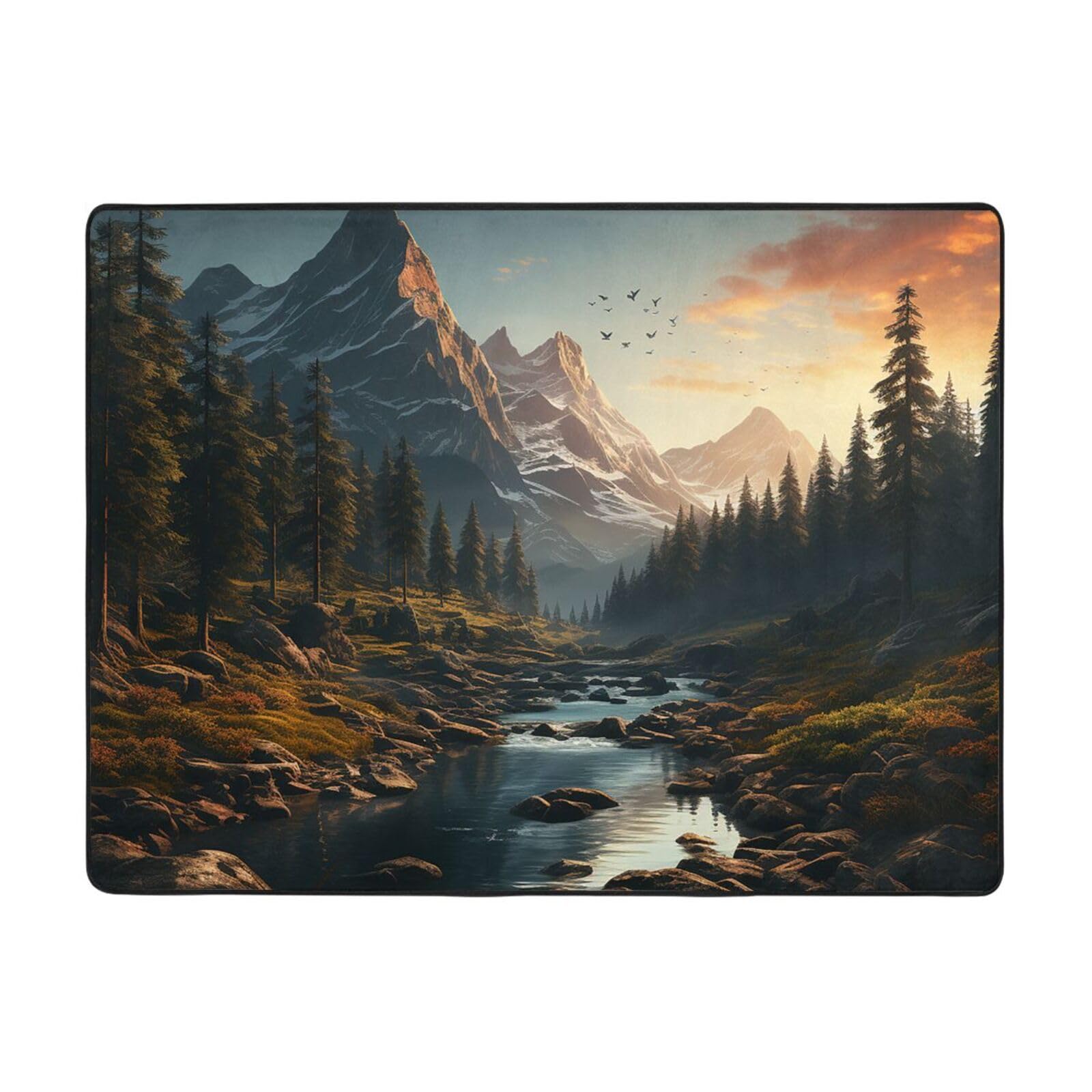 Tapis imprimé Wilderness 120x160 cm lavable pour la décoration du salon