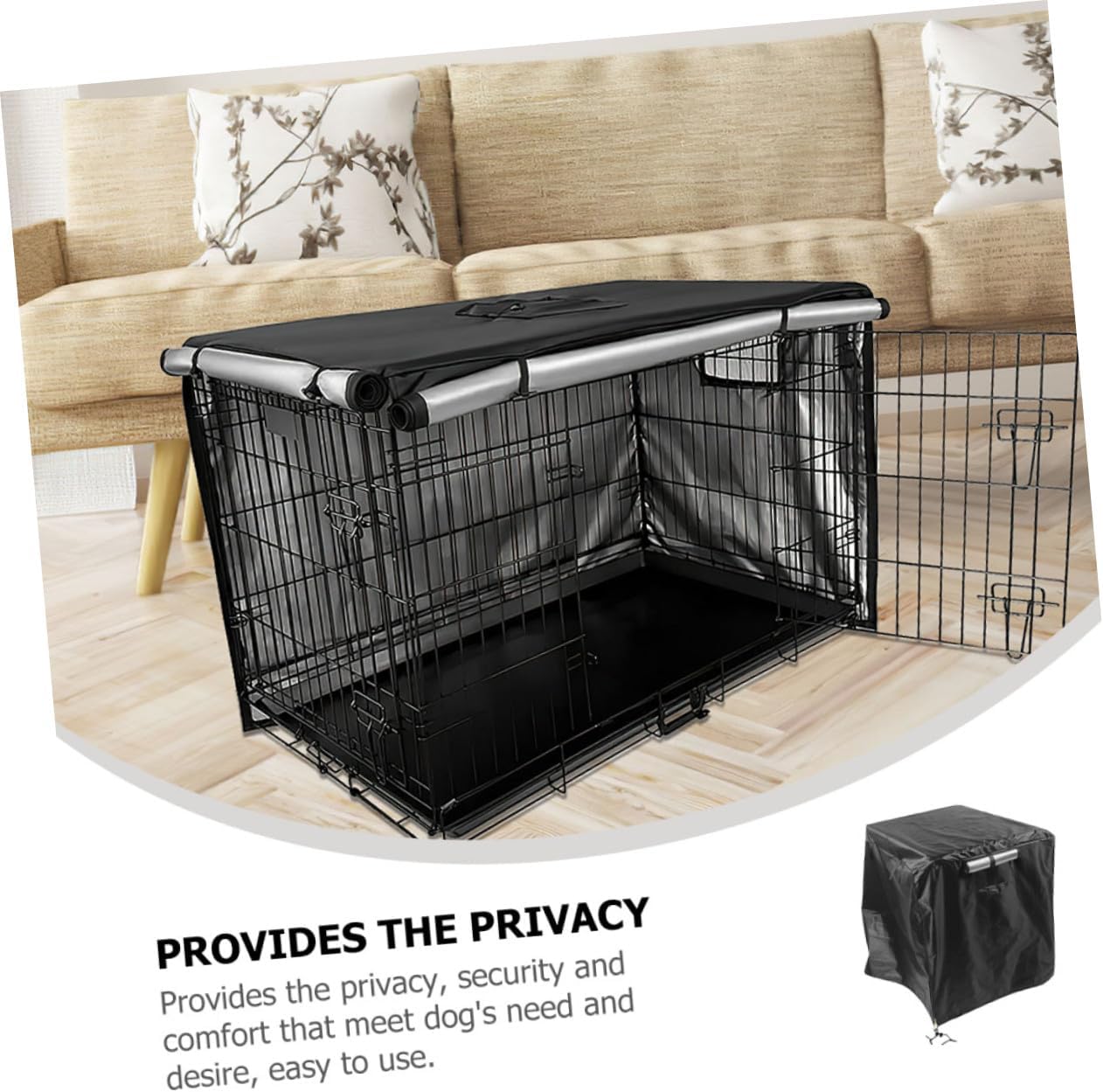 Oxford Dog Crate Cover with Double-Sided Openings Indoor Outdoor Dog Cage Protector Privacy Kennel Cover for Comfortable Pet Shelter Fits Crates