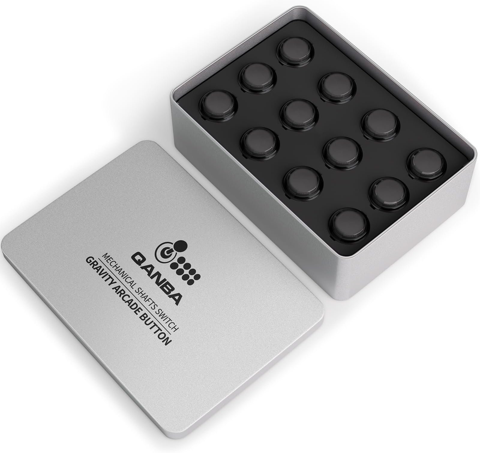 Qanba Gravity KS Mechanical Shafts Silent Pushbutton 24mm Snap-in (Boxed (Clear Black E04(12 pcs)