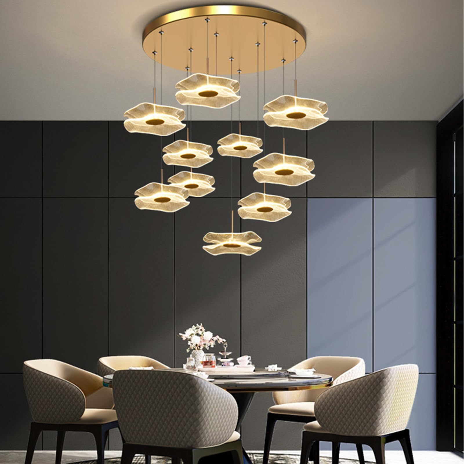 Luminaire Boule Verre Boule Escalier Suspendu Lampes Suspendues Lustre Réglable En Hauteur Lampe D'escalier Longue En Verre Simple Nowoczesne, minimalistyczne Lumière, 18 głowic, neutralne światło