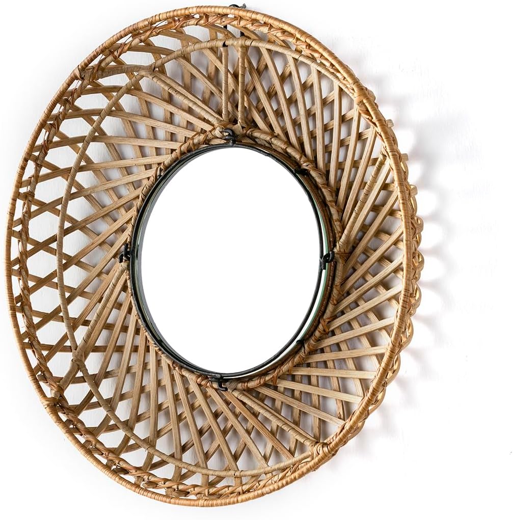 ESPEJO 50 x 8 x 50 Crystal/Mimbre Natural