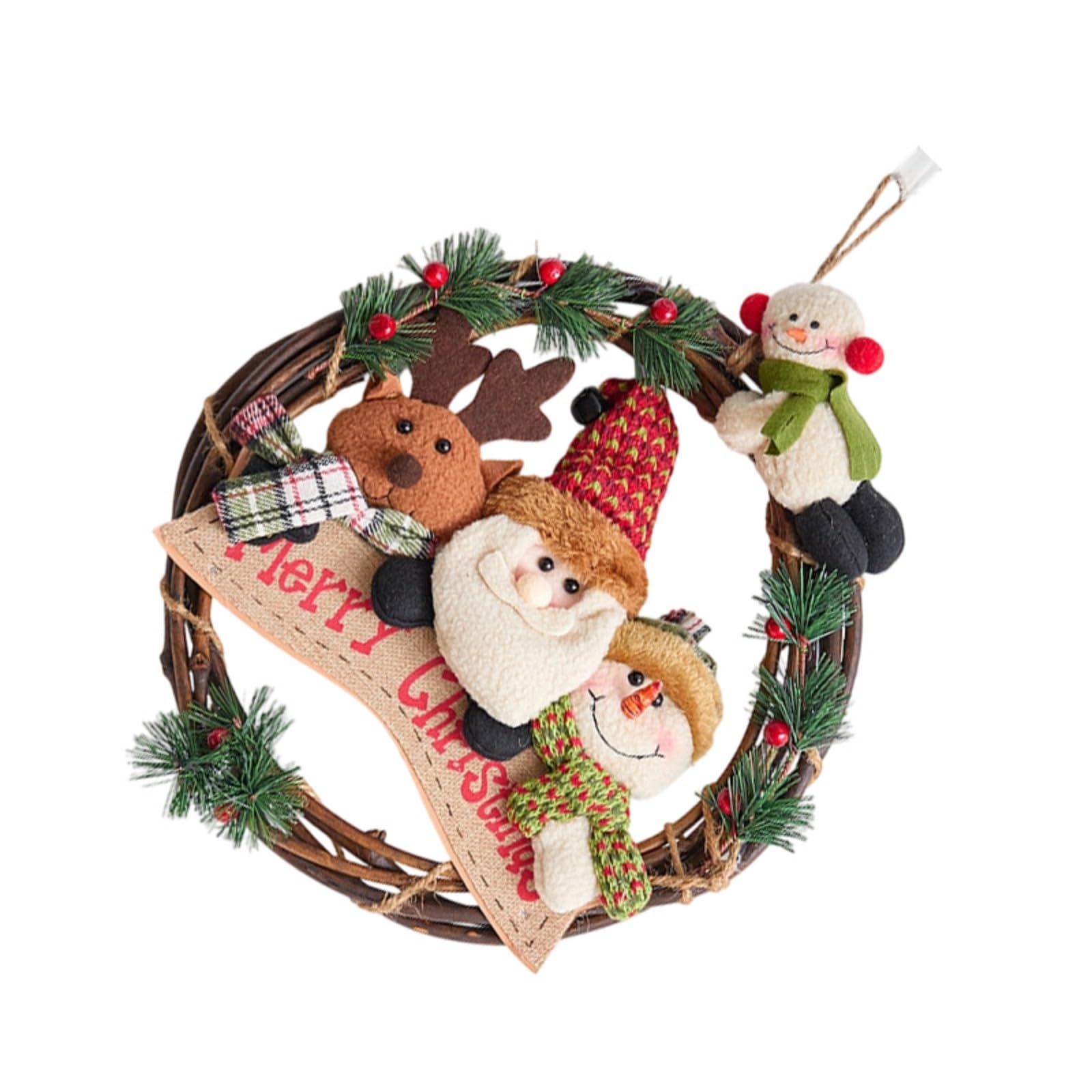 Tsophreniq Christmas Wreath Santa Snowman Reindeer 30Cm Durabilit Decoration Indoor Outdoor Wall Window Holiday Family Decor Festival Home Decors Holiday Wreath