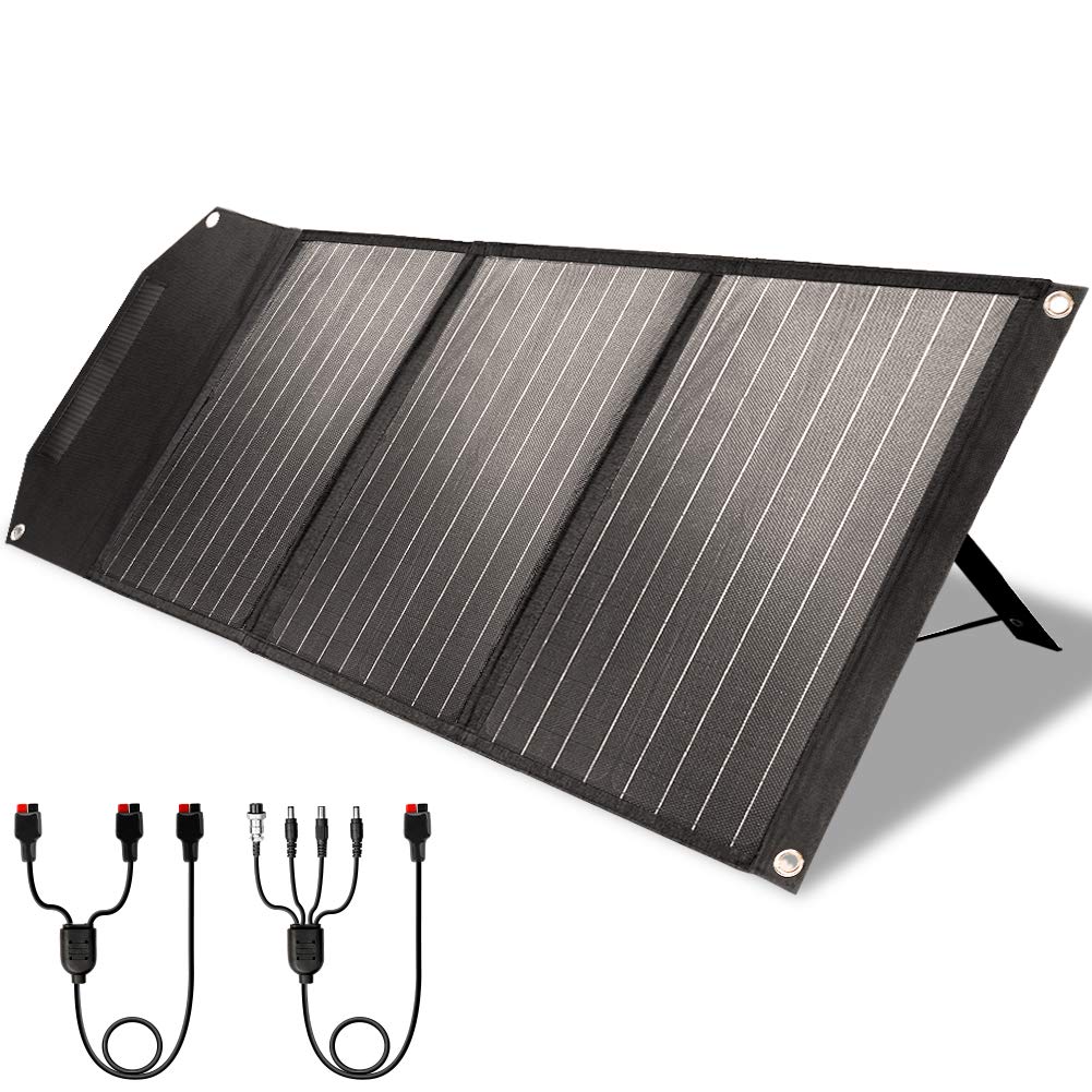 Sponsored Ad - ROCKPALS RP081 60w Portable Solar Panel with Parallel Cable, Kickstand, USB-C and QC 3.0, Upgraded Foldable...