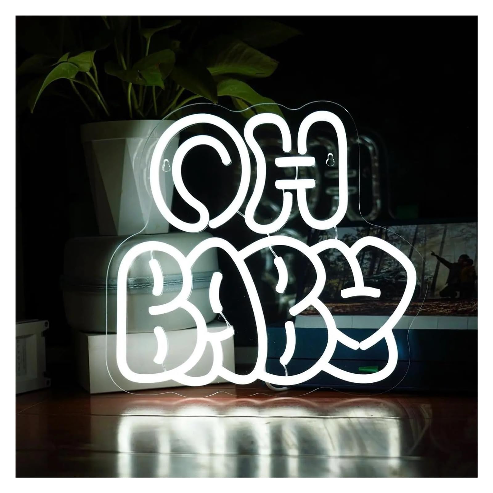 Scritta luminosa Insegna Al Neon Oh Baby Con Luce Dimmerabile Per Amanti Bambini Compleanni Matrimoni Camerette Decorazioni Da Parete 32cmx29.5cm(Bianca)