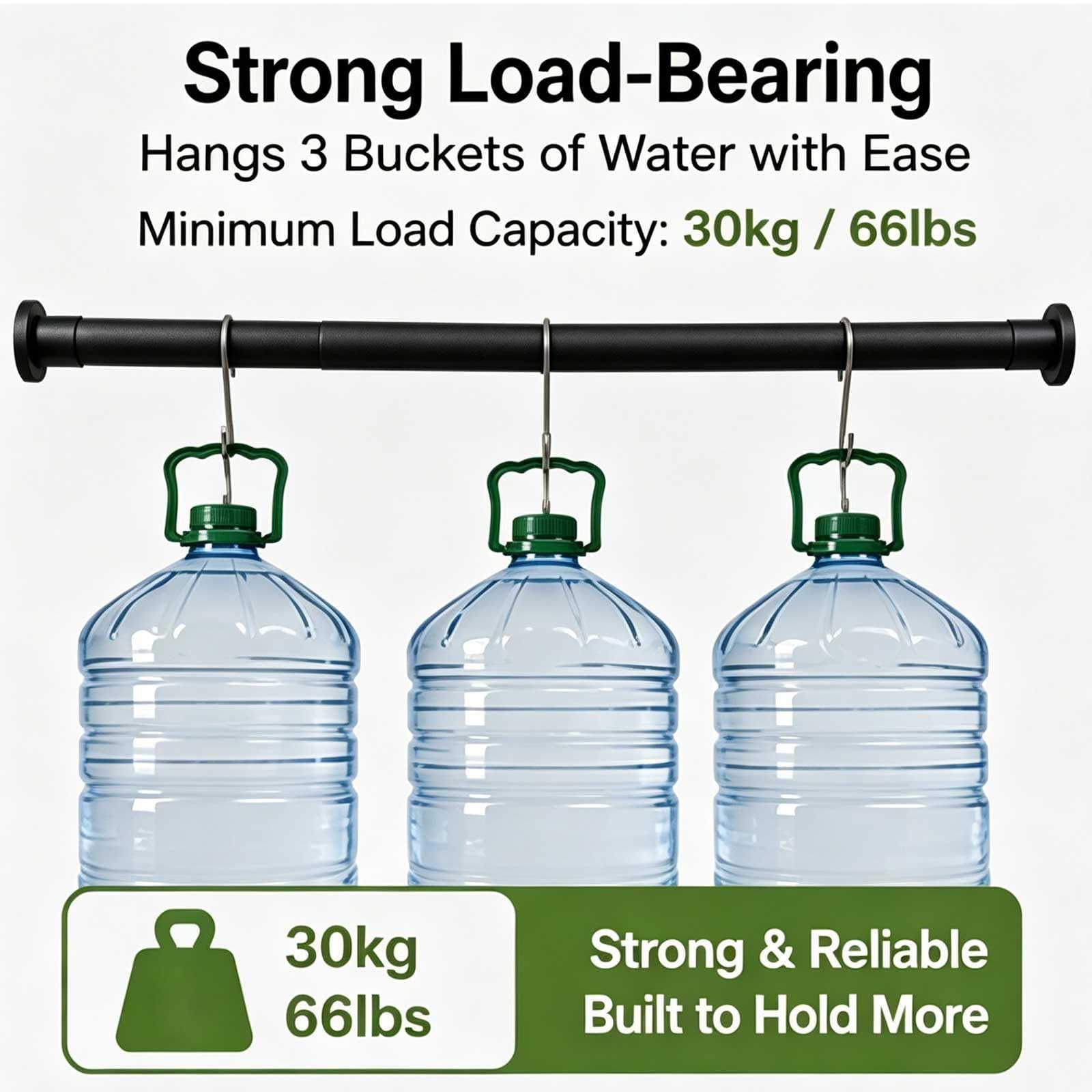 Barre Rideau Extensible Sans Perçage de 50 à 260 Cm, Tringle de Douche Diamètre 25 Mm pour la Maison, la Salle de Bain et le Dressing, Antidérapante(Black,110-200cm/43-79in)