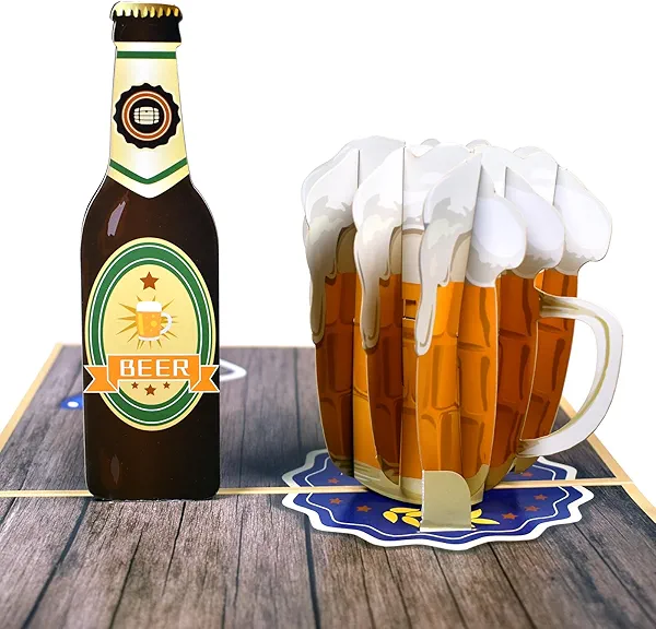 DLYMXGC Beer Pop Up Greeting Cards with Blank Note Card & Envelope, ideal celebration gift for Father's Day, Love, Birthday, Anniversary, Special Moments, Holiday, Thank You