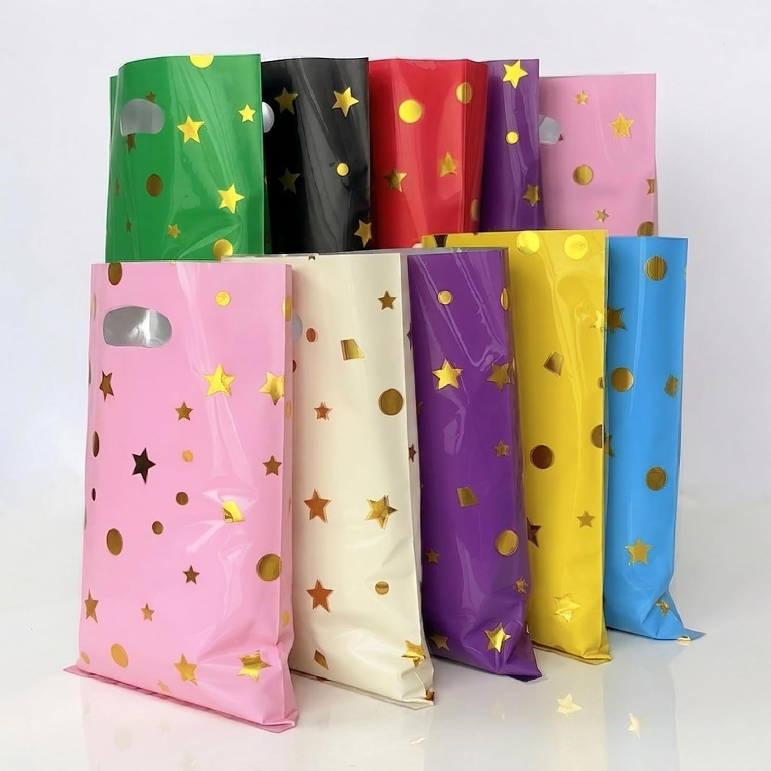 TimEmbrace 32Pk Small Party Favor Goodie Bags, 8-Color Kids Birthday Gift | Metallic Mylar goody bags & small gift bags. Ideal for classroom prizes, baby shower favors, weddings & holiday treats.