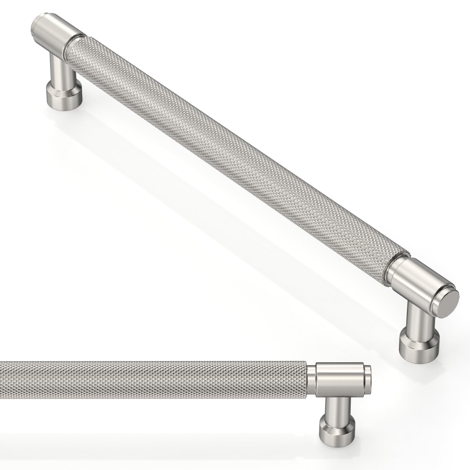 Asimerdeco 10 Pack Knurled Brushed Satin Nickel Cabinet Pulls 7.5 Inch(192mm) Kitchen Cupboard Handles Cabinet Hardware Drawer Pulls