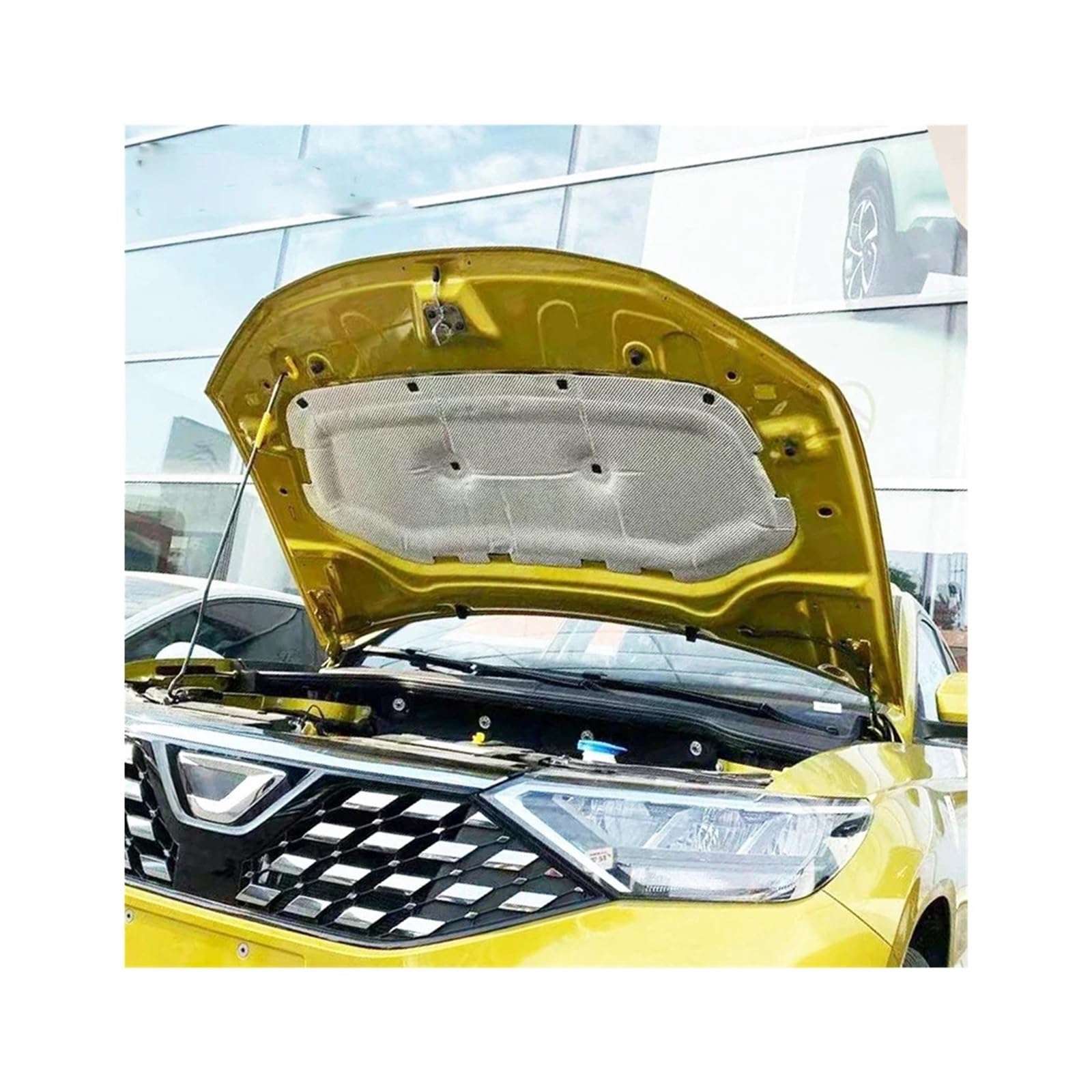 Fxfupo Aluminum Foil Compatible For Vw Jetta Vs5 2019 Front Hood Engine Sound Insulation Pad Soundproof Cotton Cover Thermal Heat Insulation Pad Mat(Aluminum Foil)