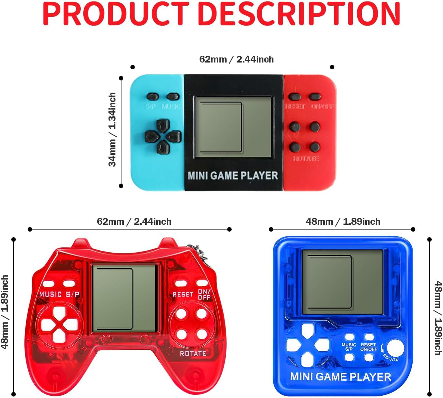 18Pcs Video Game Party Favors for Kids, Arcade Video Game Birthday Supplies Mini Gaming Console Keychain Classroom Prizes for Boys and Girls