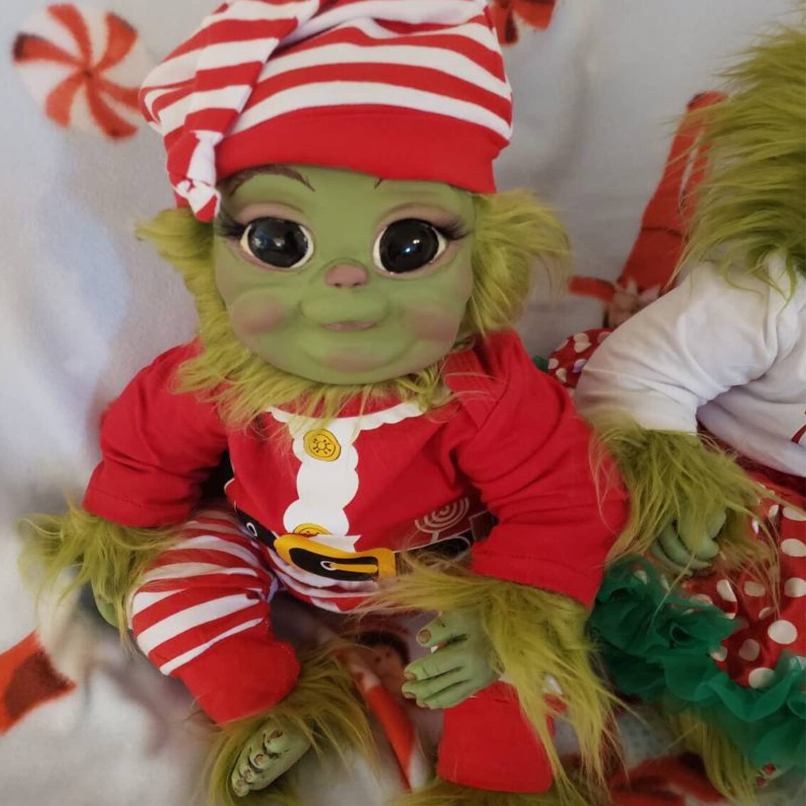 Grinch Doll Hairy Grinch Baby With Removable Santa Costume