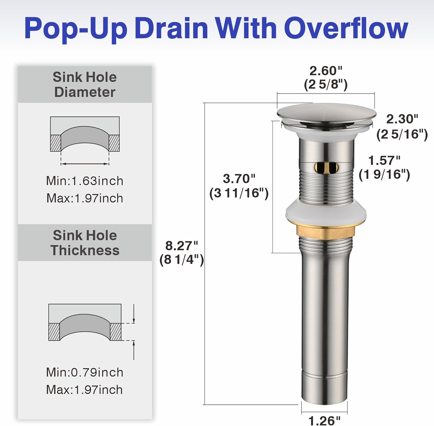 Bathroom Sink Faucet with Pull Down Sprayer, Brushed Nickel Single Handle Pull Out Faucet with Pop-Up Drain, 1 or 3 Hole Laundry Bar Basin Faucet with Deck Plate, KBL-7002BN-CL - Image 8