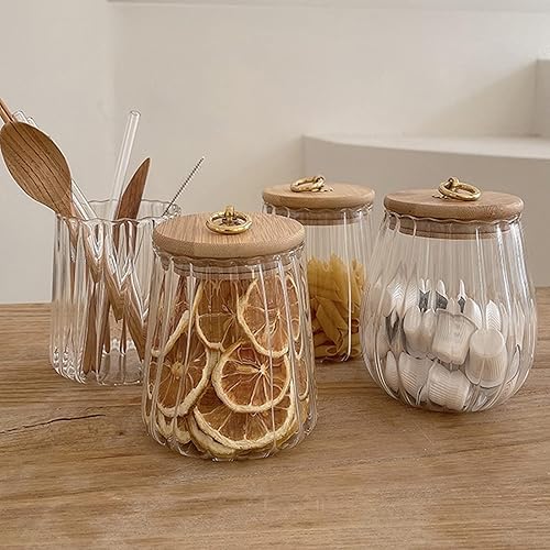 Miniatura 3 de Galazzz Tarros de vidrio con tapas de bambú, recipientes de vidrio de 23 onzas líquidas con tapas herméticas para almacenamiento, tarros grandes de