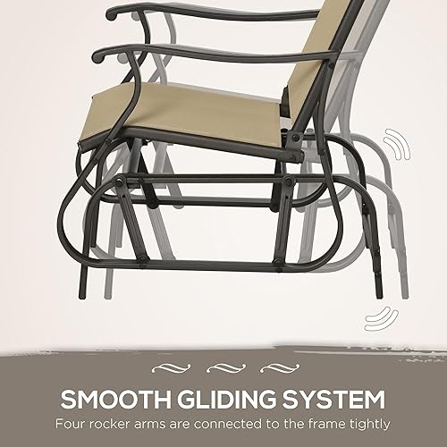 Miniatura 5 de Outsunny Juego de 3 planeadores para exteriores con marco de acero, mesa superior de vidrio templado para patio, jardín, patio trasero, césped, gris