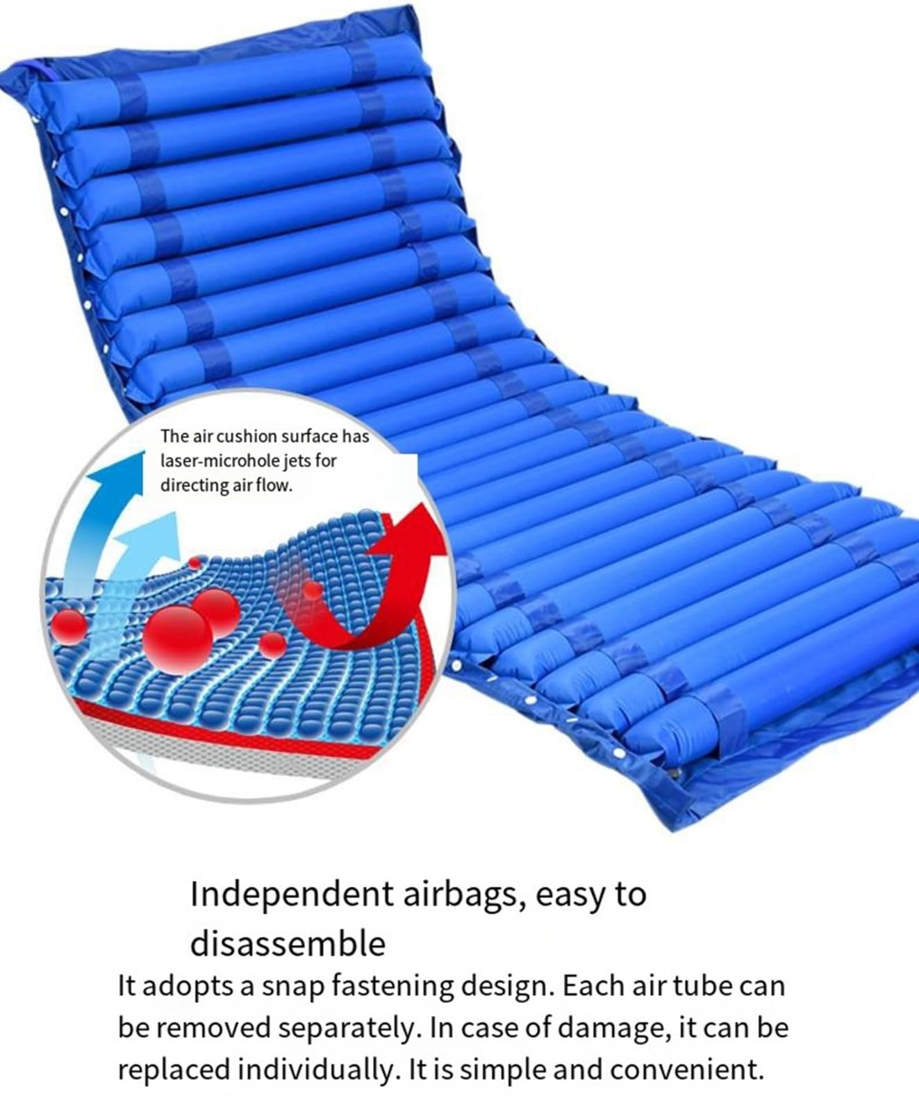 Colchón Antiescaras,Colchón De Presión De Aire Alterna Compresor Silencioso, Prevención De Escaras Y Colchón De Aire En Cama,Almohadilla para Aliviar La Presión,200×90Cm,Fácil De Limpiar