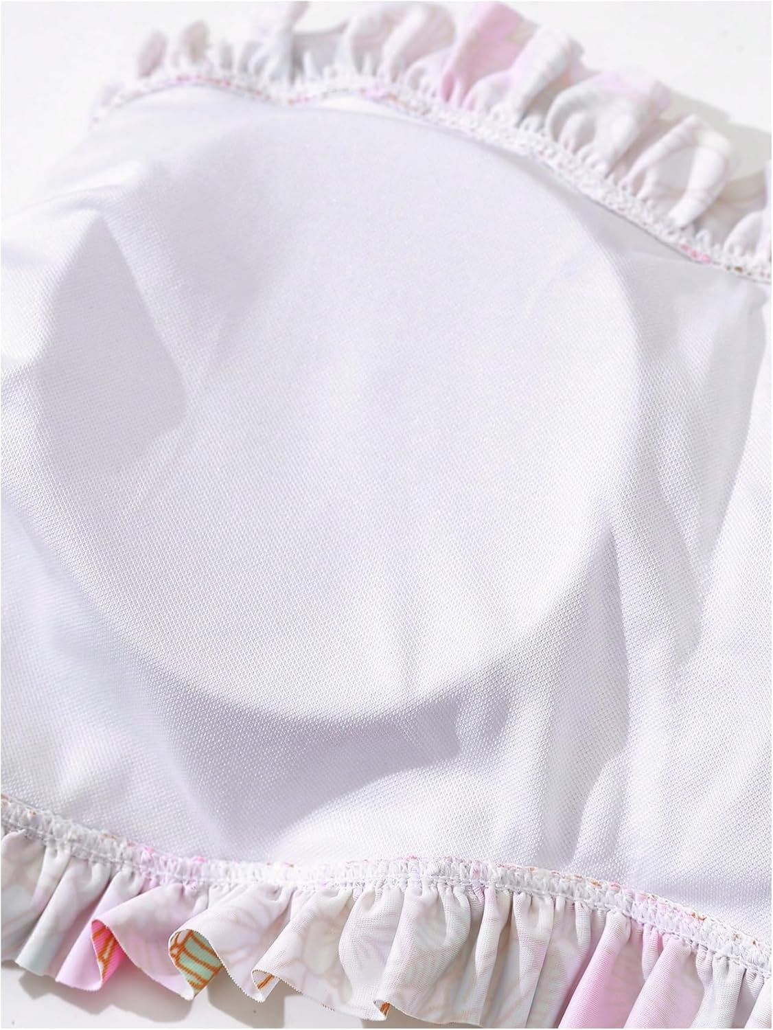 OYOANGLE Women's Plus Size 2 Piece Strapless Swimsuit Floral Print Smocked Bikini Set High Waisted Swimwear - Image 5