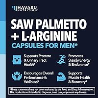 Vista 3 de Saw Palmetto 500 mg y L-Arginina 500 mg – Salud de la próstata y suplementos de óxido nítrico para hombres – 60 unidades – Apoyo a la función