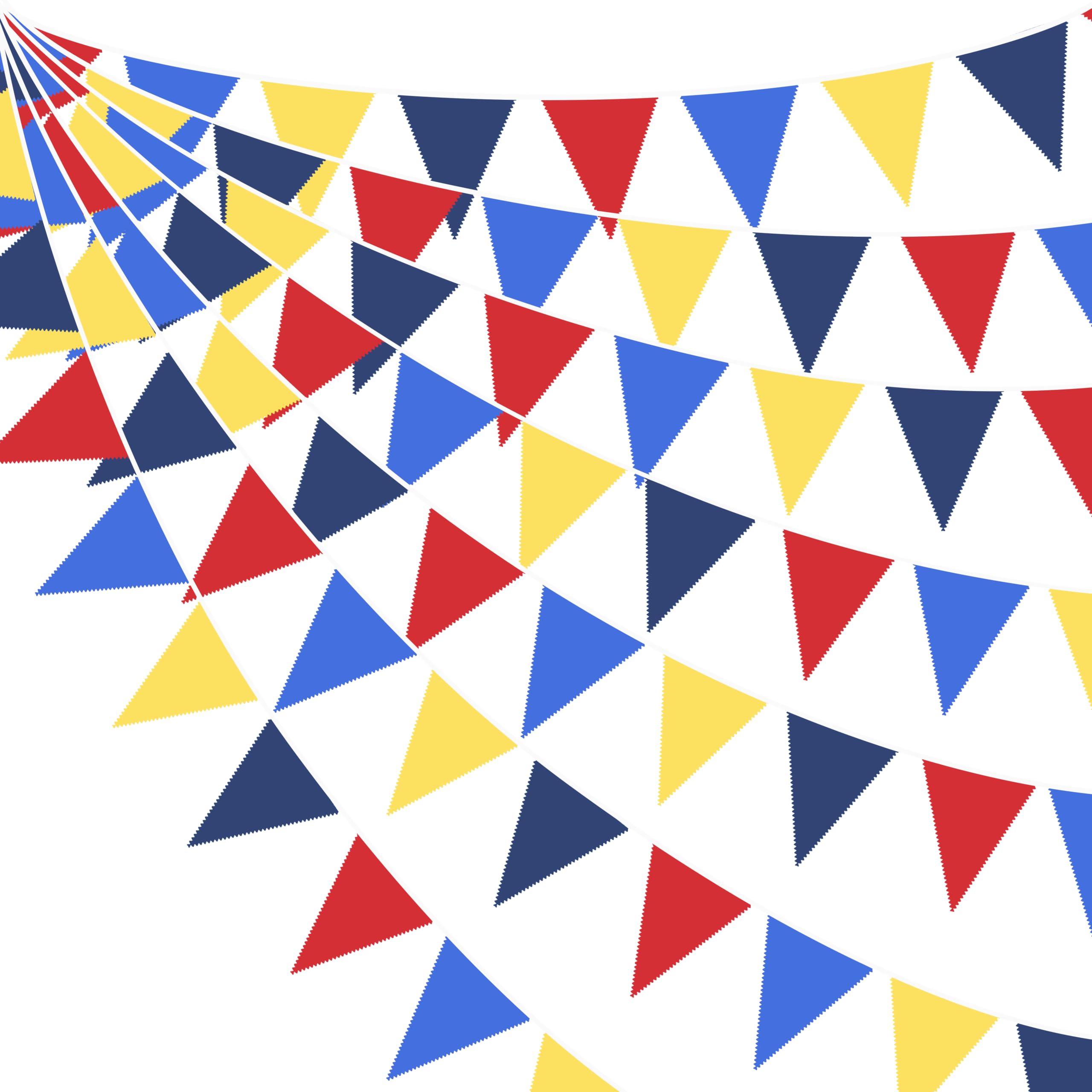32Ft Red Blue Yellow Bunting Banner Party Decorations Colorful Fabric Triangle Flag Pennant Garland Streamer for Carnival Circus Birthday Wedding Baby Shower Clown Street Theme Outdoor Garden Party