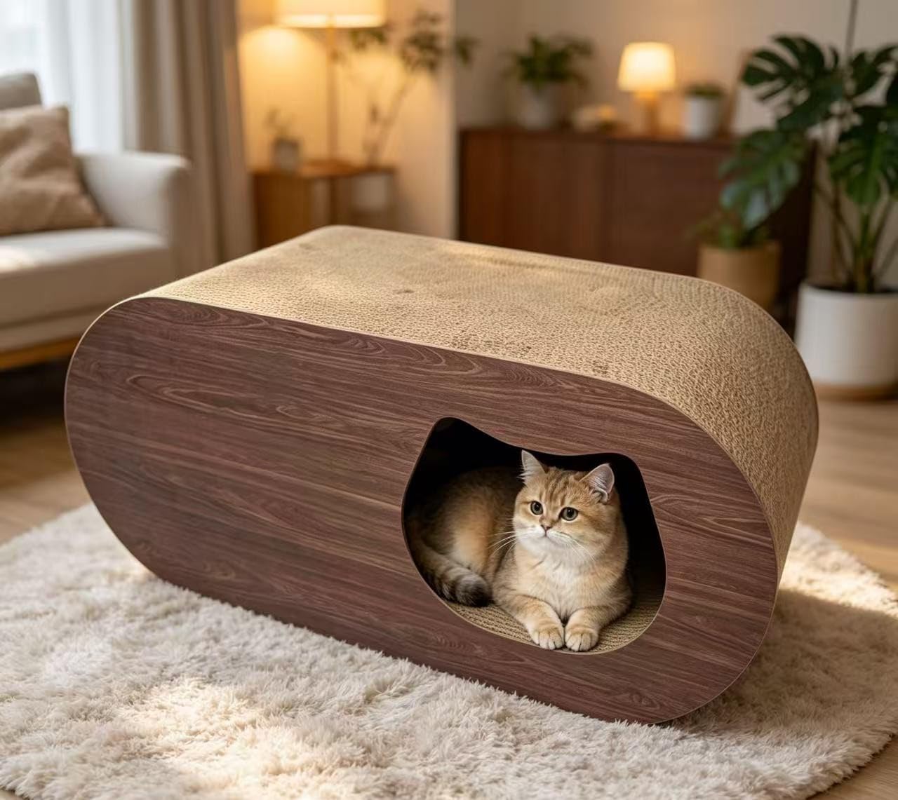 Amazon | 猫 爪とぎ ハウス ベッド 高密度ダンボール 猫用爪研ぎ