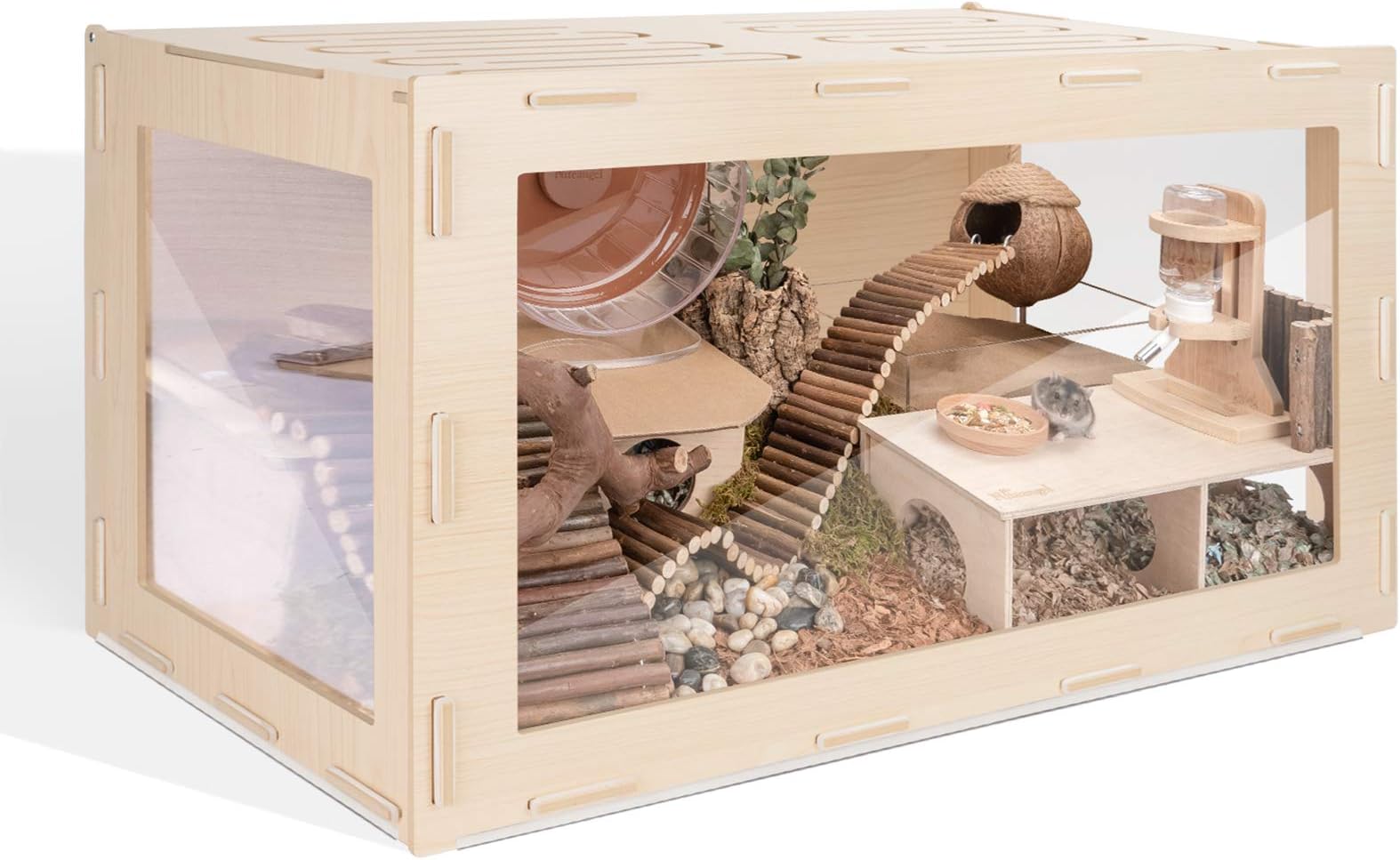 Bigger World - MDF Aspen Terrarium for Hamster Gerbils Mice Lemming Degus or Other Small-Sized Pets(30 x 15 x 17.7 inches, Burlywood)