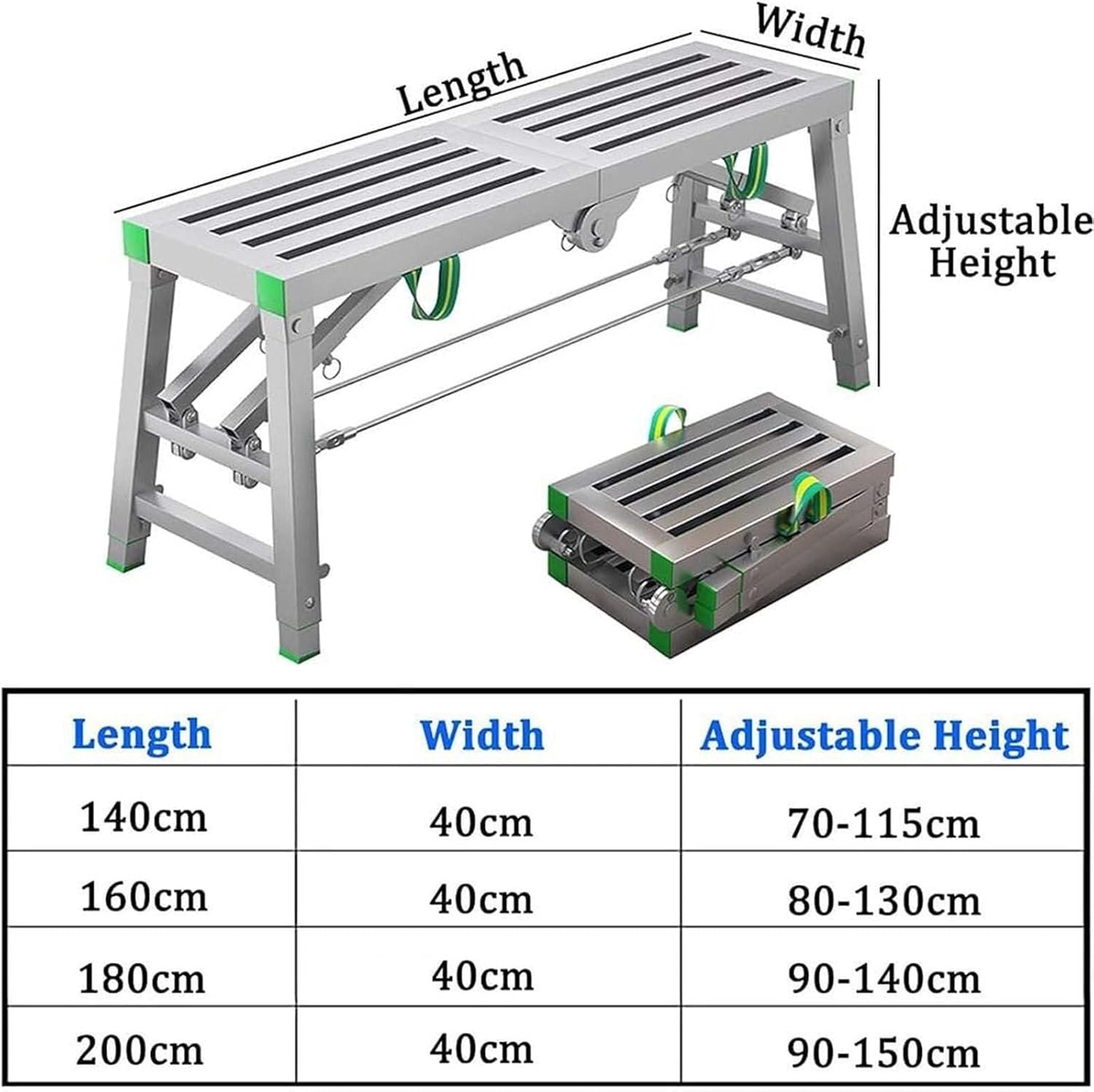 Portable Scaffolding,Folding Work Platform Adjustable Height,Scaffolding Equipment Tools,for Home Improvement,Patching Drywall(160cm)