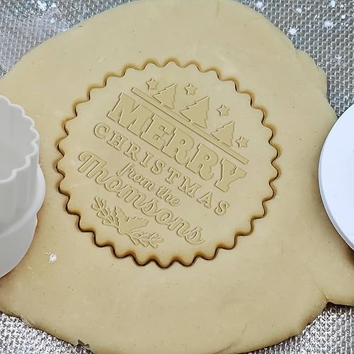 Miniatura 8 de Sello de galletas de Navidad personalizado con apellido, sellos de cortador de galletas personalizados para hornear, fondant, en relieve, cupcakes,