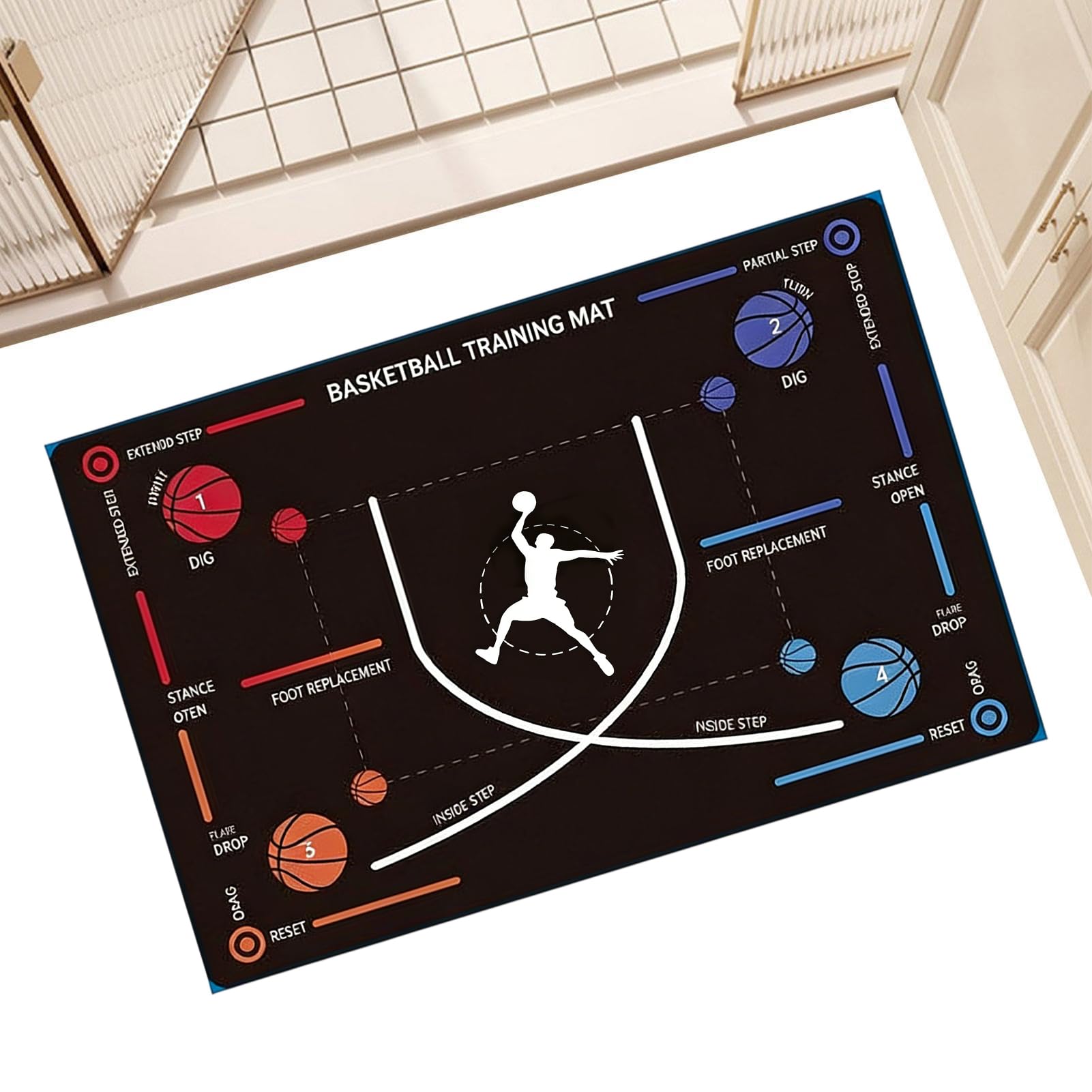 Tapis d'entraînement au dribble antidérapant et silencieux tapis de basket-ball intérieur