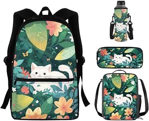 Dreaweet Kids Backpack Set With Lunch Box - 4-in-1 School Bag Combo Includes Pencil Case & Water Bottle Sleeve