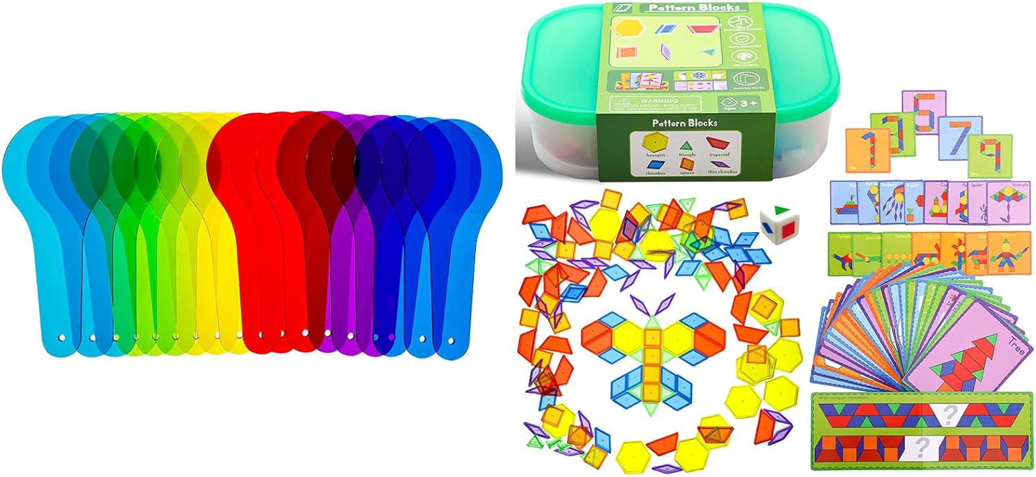 18 Pcs Color Paddles - Bright LED Light Box - Light Table for Kids, Color & Light Discovery, Artistic Exploration and Creative Play (Blue)