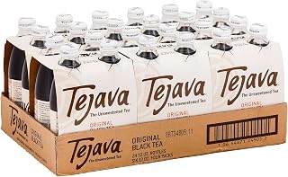 Tejava Original Unsweetened Black Iced Tea, 24-Pack 12oz Glass Bottles - Non-GMO, Kosher, Zero Sugar, No Preservatives, Small Batch Brewed