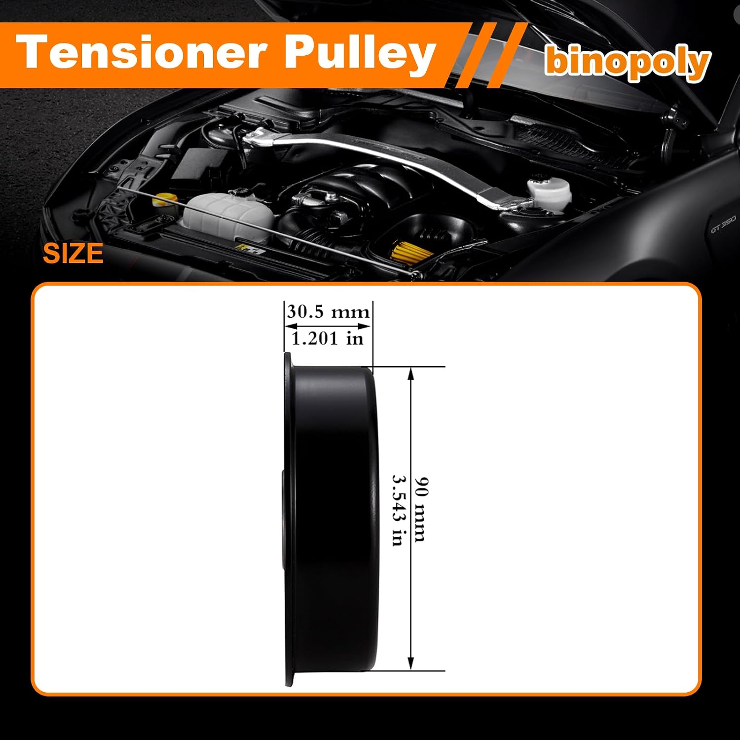 binopoly 36192 Belt Tensioner/Idler Pulley for 1999-2009 Chrysler Sebring Dodge Stratus Hyundai Centenial/Equus/XG300/XG350 OE# 89138 89139 MD309783 2312939800