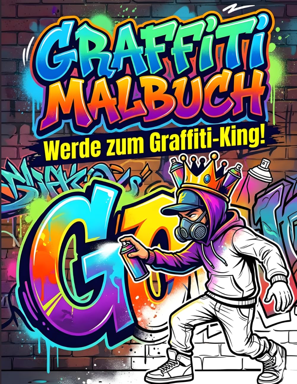 Graffiti Malbuch: Werde zum Graffiti-King! 50+ coole Designs für Jungen & Teenager zum Ausmalen & Zeichnen lernen – Buchstaben, Wörter & Figuren | Schritt-für-Schritt für Kids ab 10