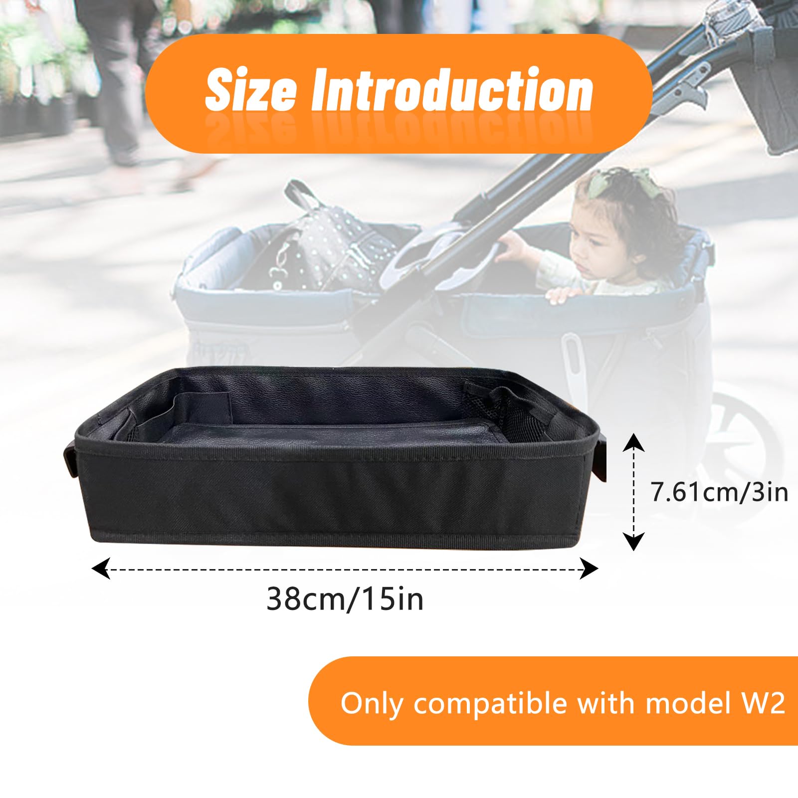 Plateau universel double face pour poussette avec poche en filet - Plateau à collation pour Wonderfold Wagon série W - Accessoires de poussette pour activités - Étanche - 38 x 18 x 3 cm (série W2)