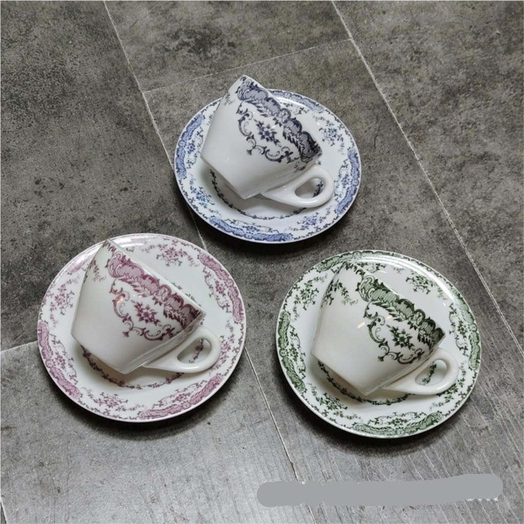 Herbata herbaty, Retro kubek ceramiczny prezent podwieczorek zestaw filiżanek(Blue)