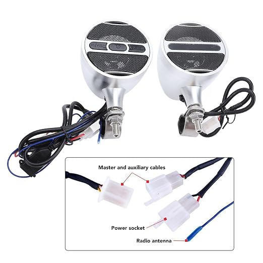 Motorcycle ATV Amp Handles Bars Speakers DC12V Motorcycle Speakers and Amplifier Audio Sound System Weatherproof Handlebar Mount MP3 Music Player miniatura 5