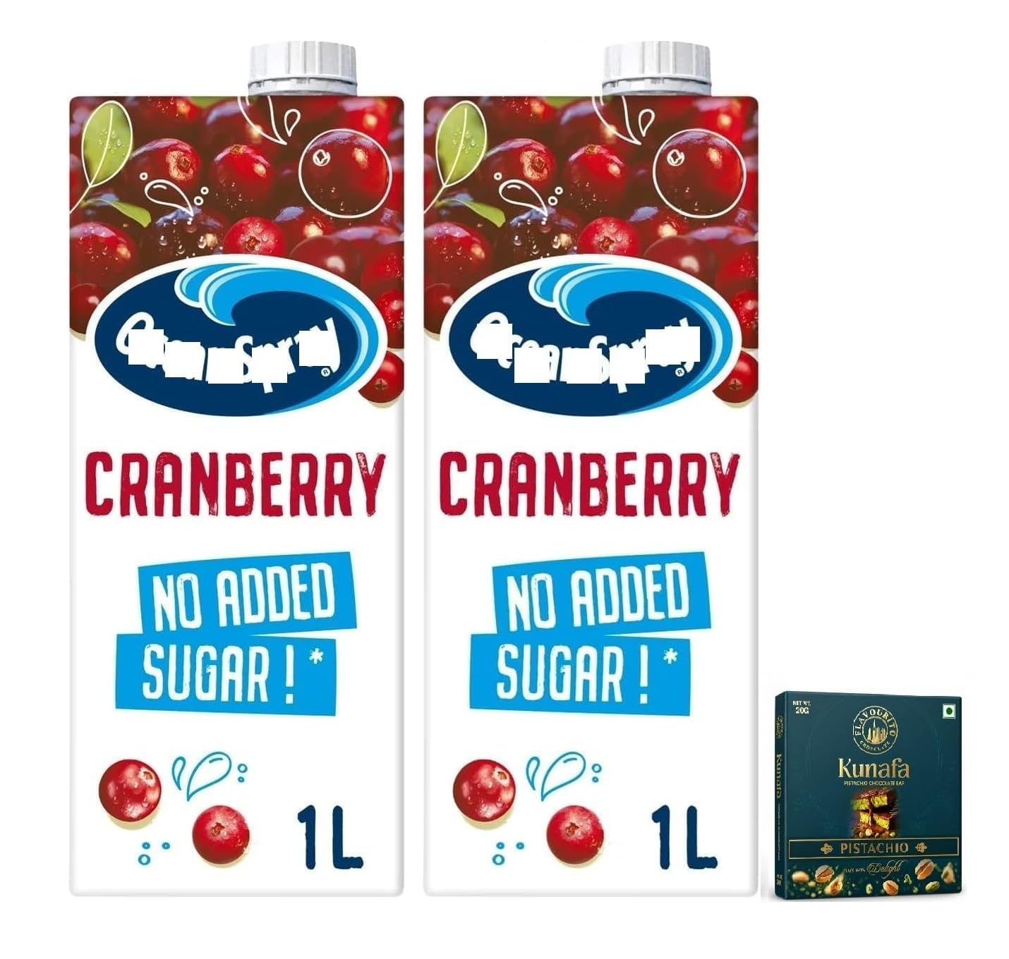 Oceans Spray Cranberry Juice Made With Real Cranberries With No Added Sugar 1Litre Each, Pack of 2 (Imported) With Free Flavourito Kunafa Chocolate 20g By Decadent Foods-image-10
