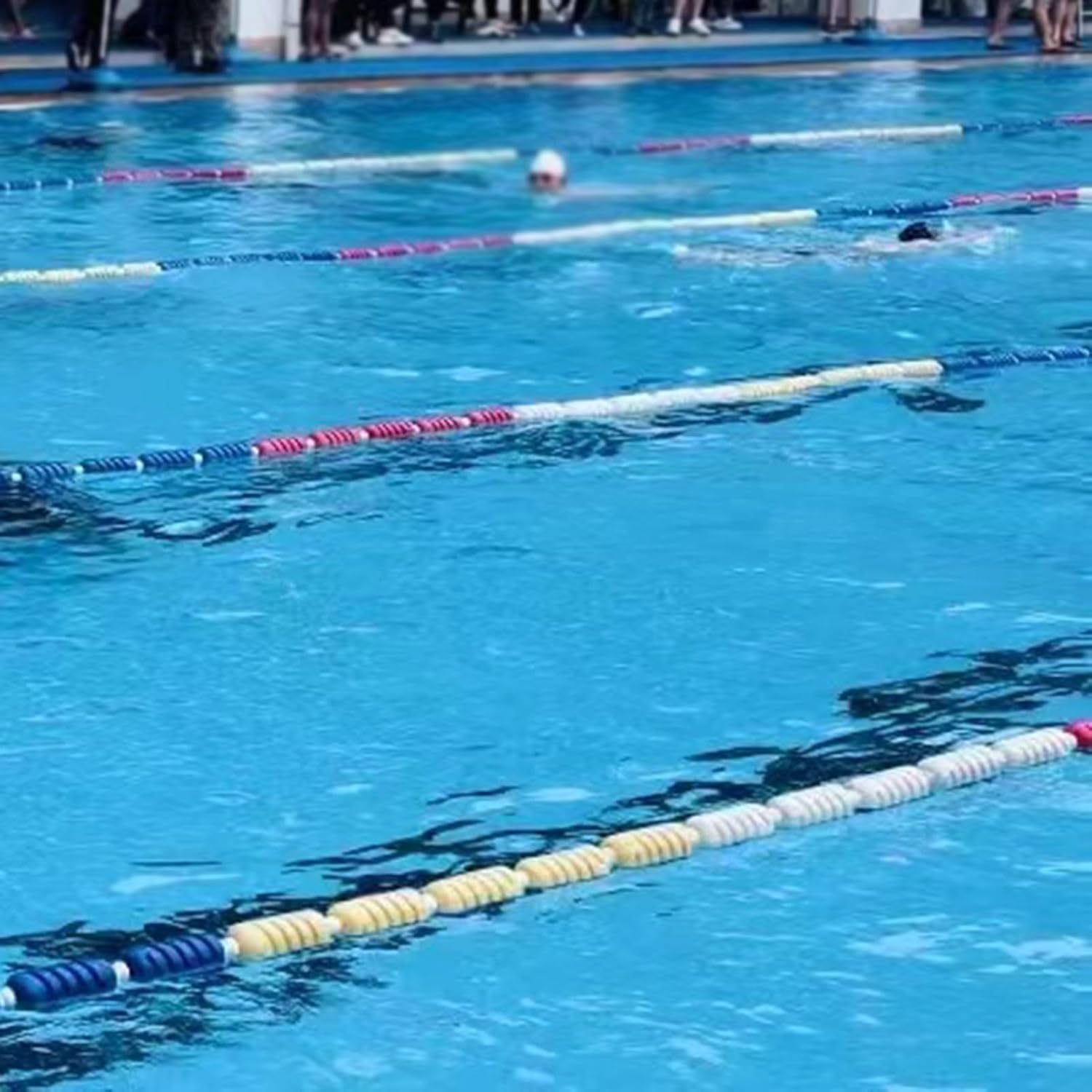Pool-Bahn-Teiler, Pool-Bahn-Teiler, Sicherheitstrennseil und Schwimmleine für Schwimmbäder zum Unterteilen der Schwimmbahnen (Rot - 6 cm, 1 m)