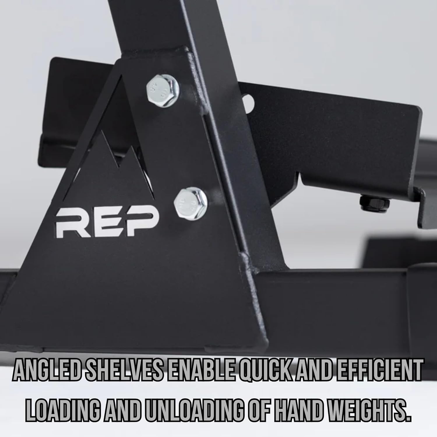 Rep Fitness Dumbbell Rack | 3-Tier Compact Holder | Fits Sets 5-50 lb | Weight Storage Stand | Rubber Hex Organizer | Free Weights Shelf | Heavy Duty Steel Frame | Gym Equipment for Home