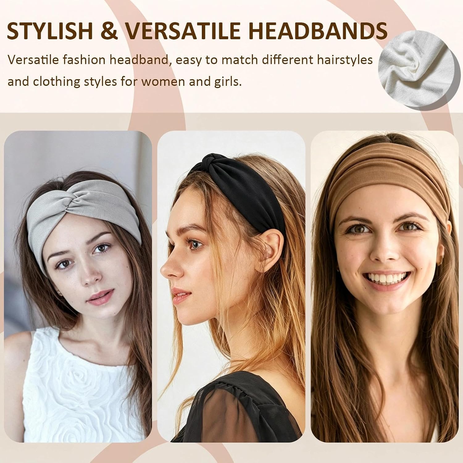 8 Pack Wide Women's Headbands, Elastic Turban Headwraps